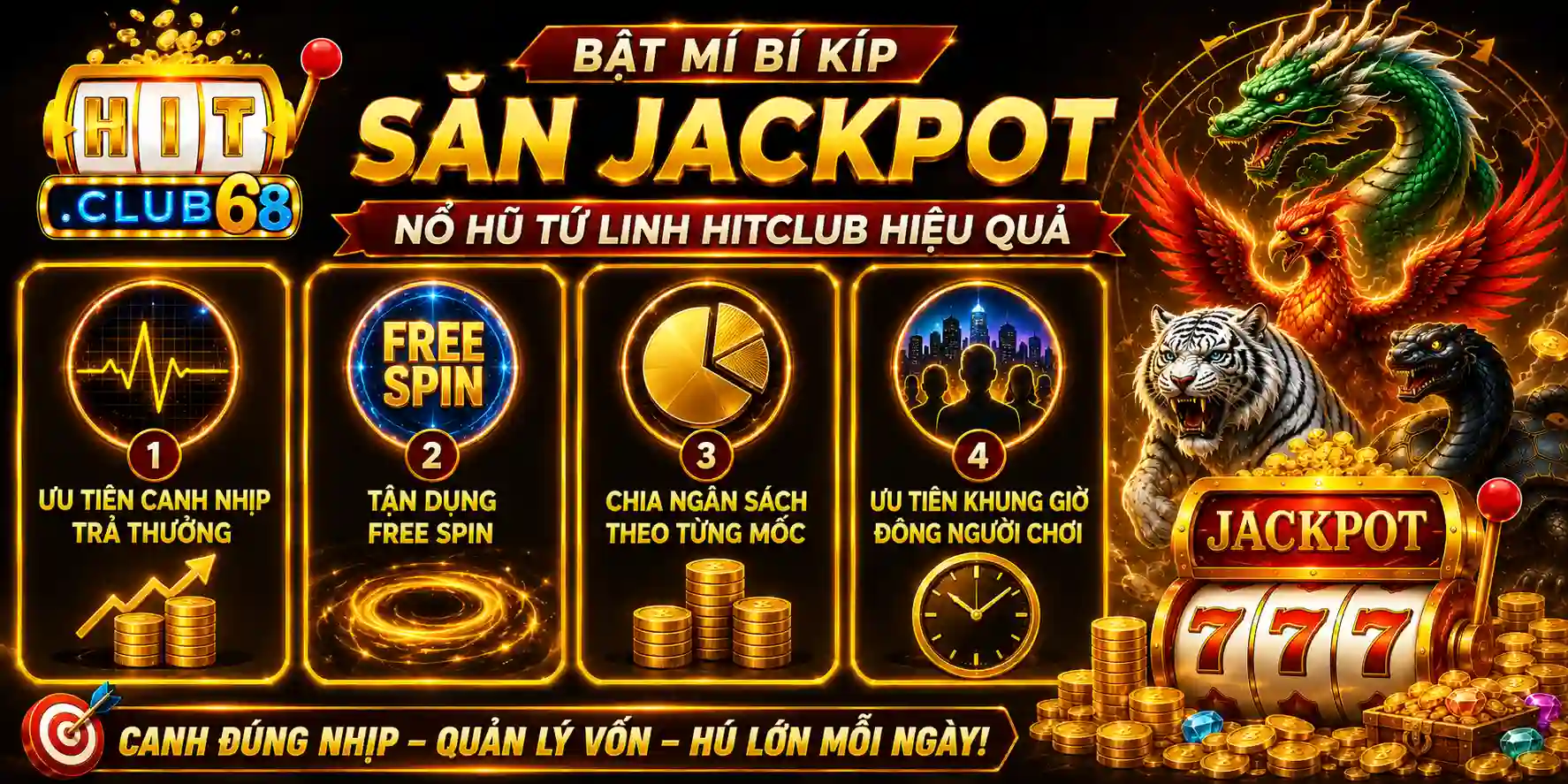 Bật mí bí kíp săn Jackpot nổ hũ tứ linh Hitclub hiệu quả Bật mí bí kíp săn Jackpot nổ hũ tứ linh Hitclub hiệu quả