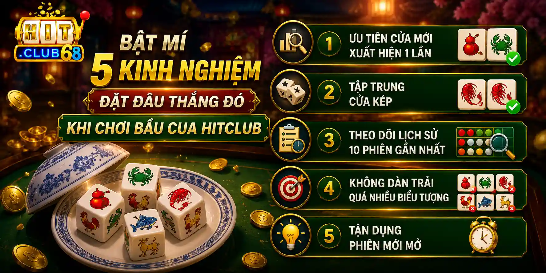 Bật mí 5 kinh nghiệm “đặt đâu thắng đó” khi chơi Bầu cua Hitclub Bật mí 5 kinh nghiệm “đặt đâu thắng đó” khi chơi Bầu cua Hitclub